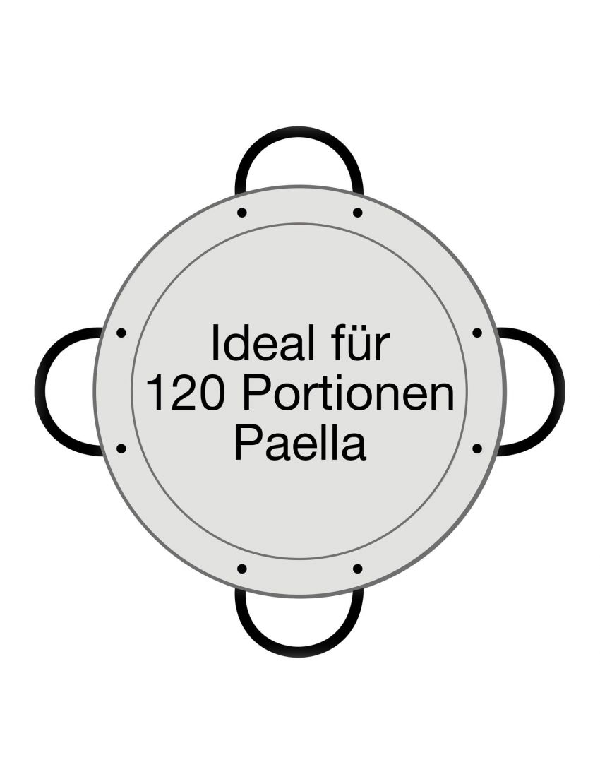 Polished steel paella pan Ø 115 cm with 4 handles