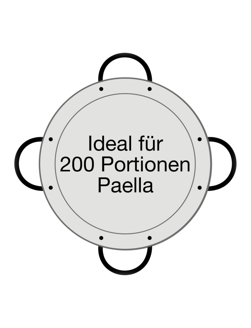 Polished steel paella pan Ø 130 cm with 6 handles
