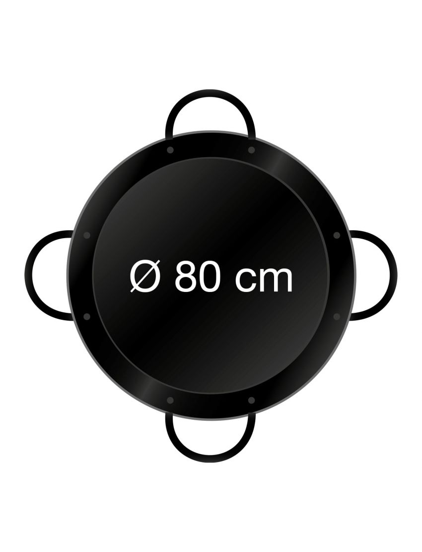 Enameled paella pan Ø 80 cm with 4 handles