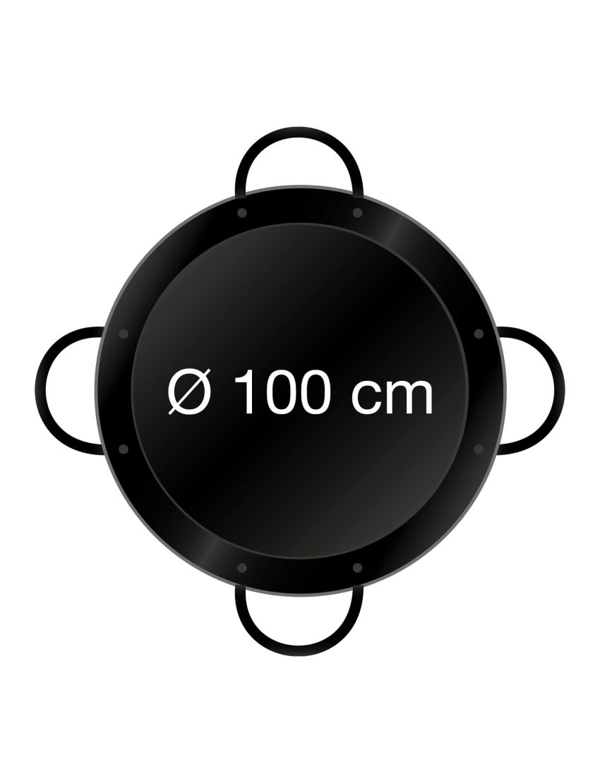Enameled paella pan Ø 100 cm with 4 handles