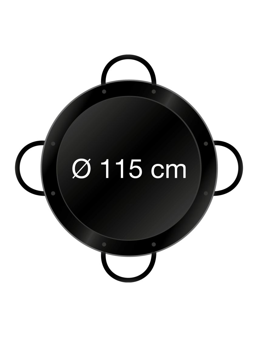 Enameled paella pan Ø 115 cm with 4 handles