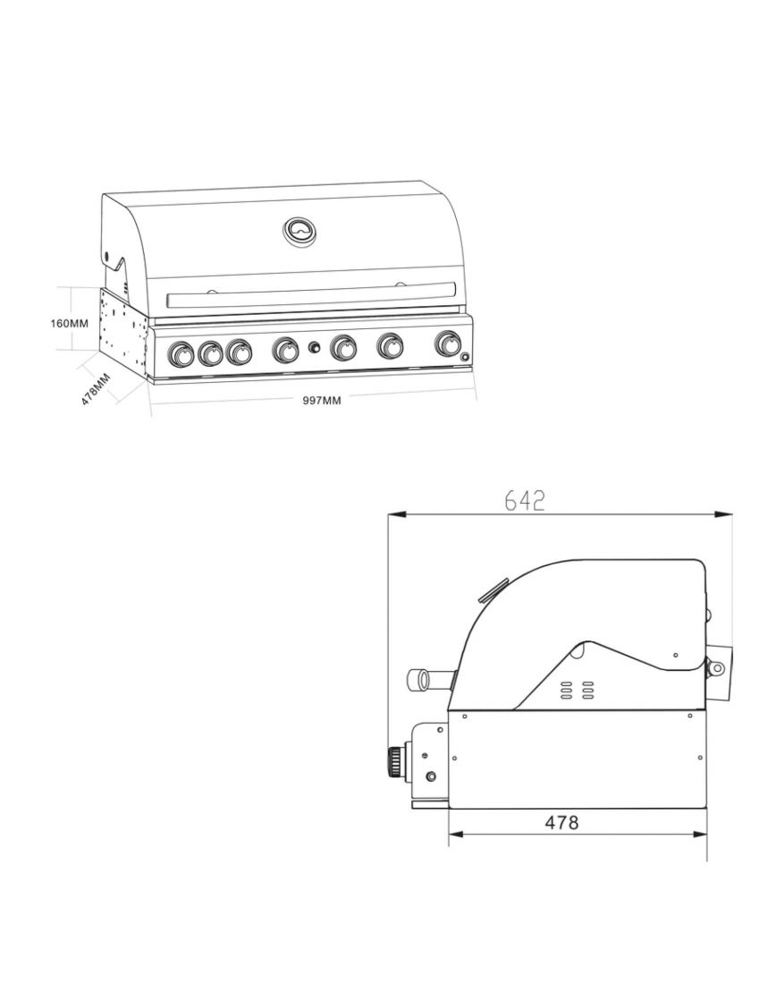 TOP-LINE - ALLGRILL CHEF XL Black - BUILT-IN with air system