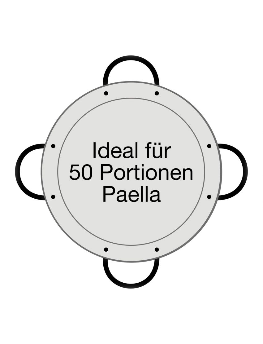 Paella pan polished steel  90 cm with 4 handles