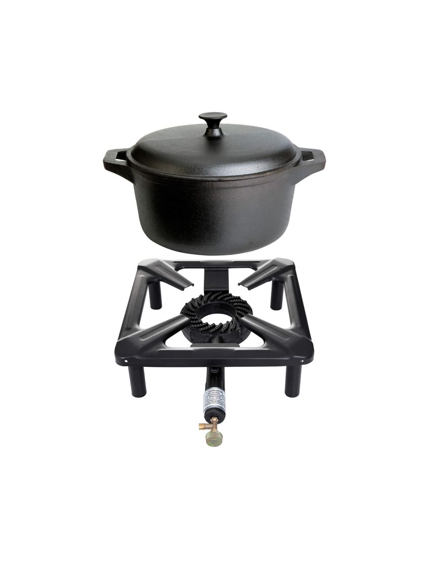 Table cooking set (large) with cast iron pot Ø 27.5 cm - 6.5 l capacity - without lighter