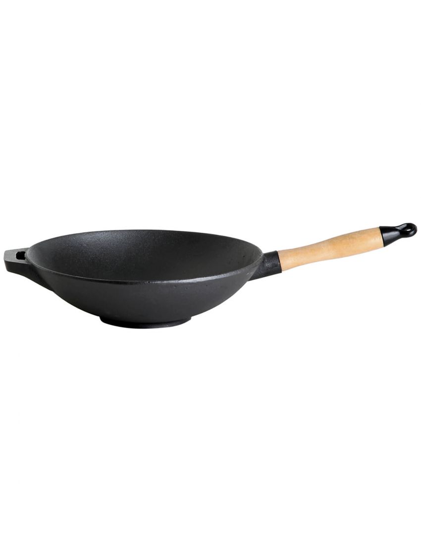 TOP LINE offer – cast iron wok with wooden handle, Ø 30 cm