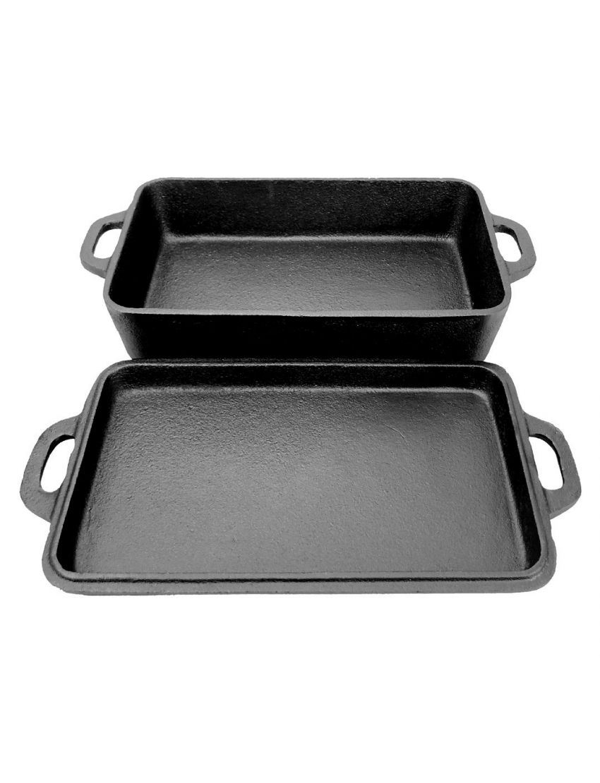 Combined 2-in-1 cast iron casserole 28x17x6 cm + lid 28x17x3 cm