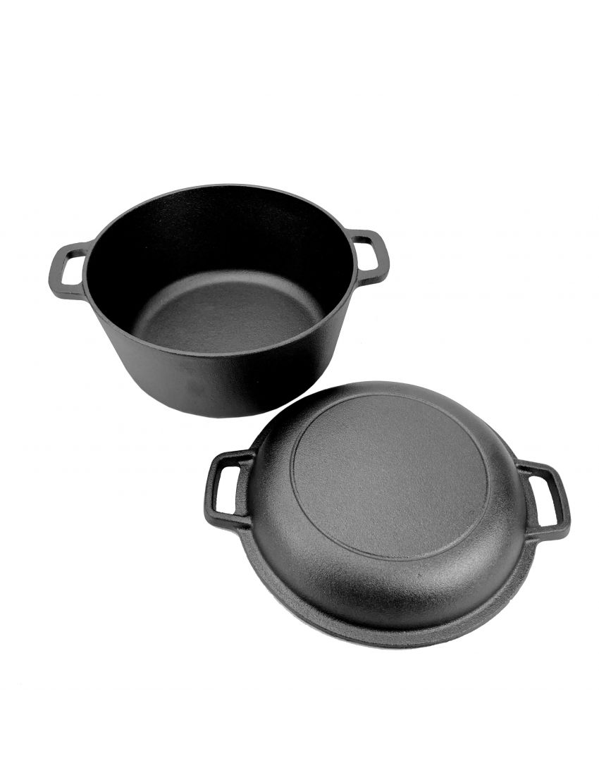 2-in-1 cast iron pot and pan with 2 handles Ø 23 cm