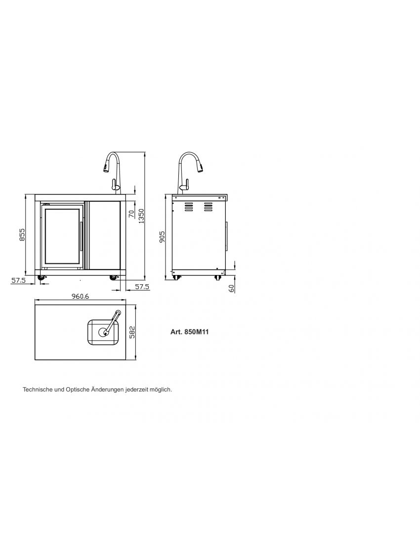 Module 11 – Combination of sink and refrigerator (sink on the right)