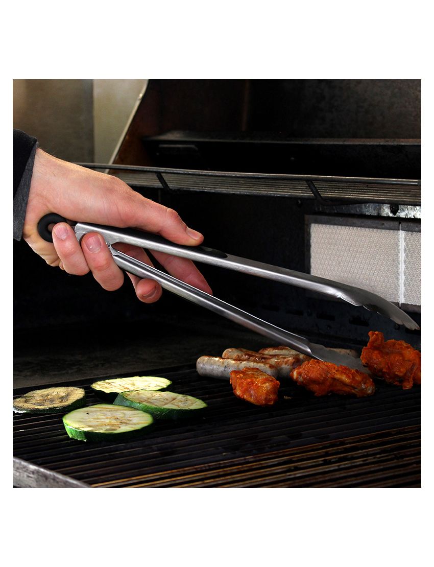 Stainless steel barbecue/grill tongs, length 23 cm