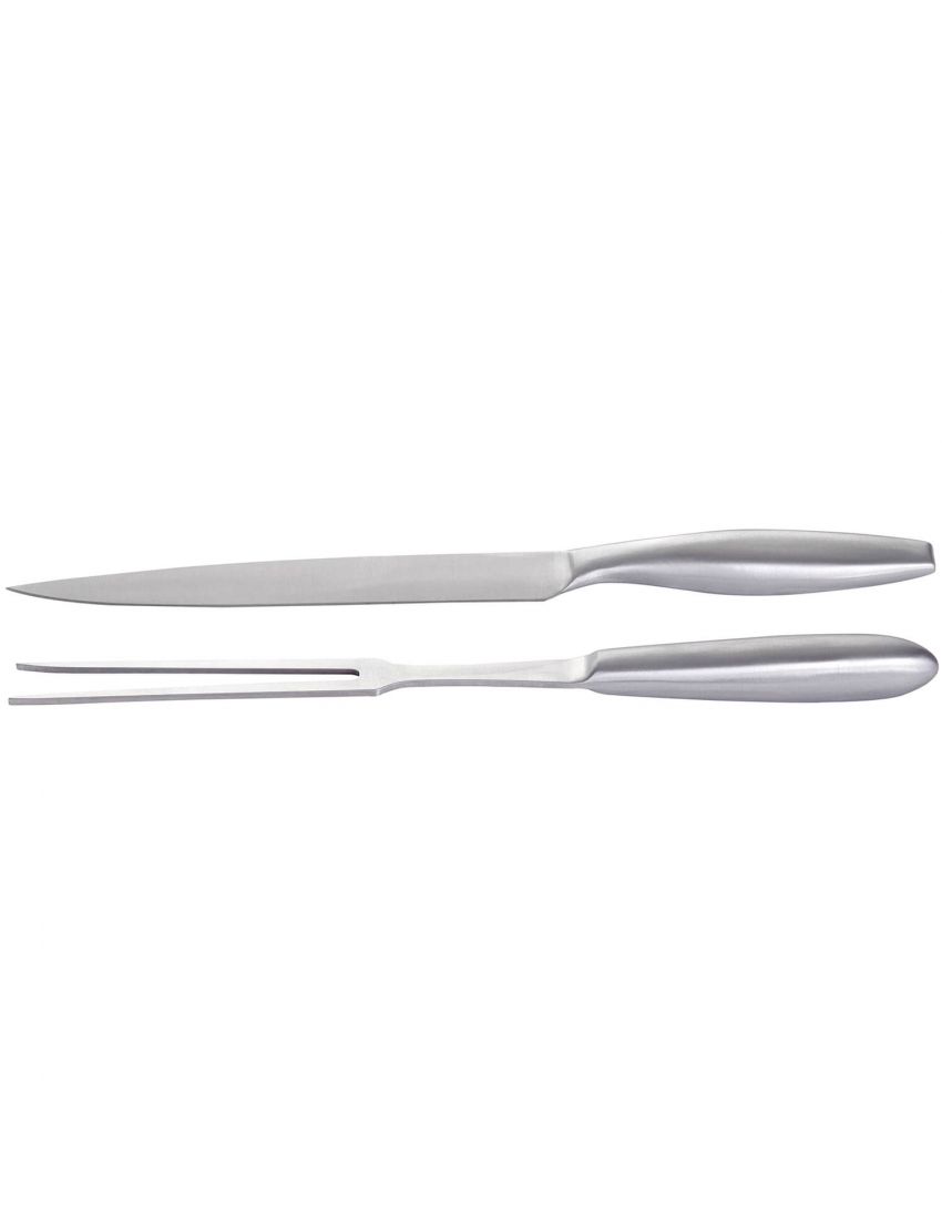 Sturdy stainless steel cutting set, 2 pieces, for grill and meat experts