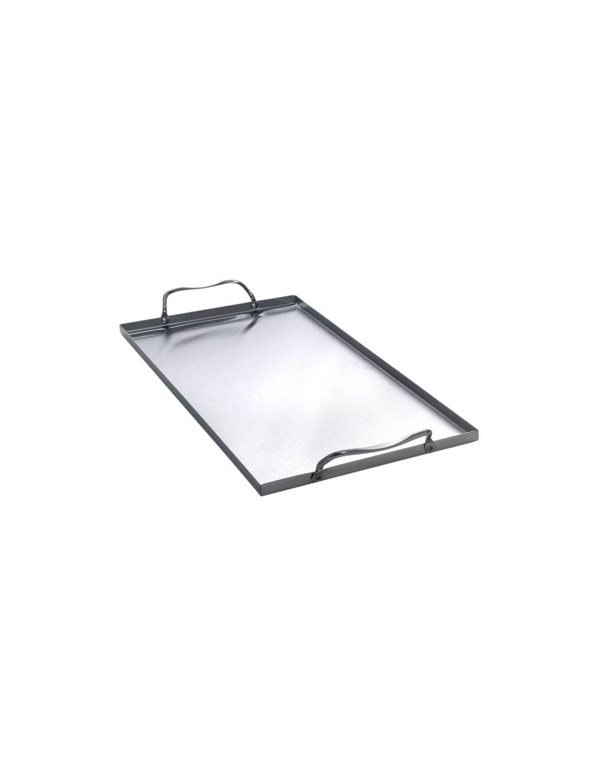 Stainless steel speed tray with 2 handles, 39.5 x 19 x 1 cm