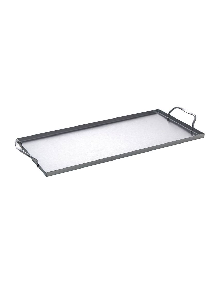 Stainless steel speed tray with 2 handles, 39.5 x 19 x 1 cm