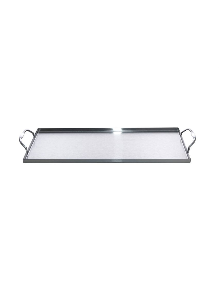 Stainless steel speed tray with 2 handles, 39.5 x 19 x 1 cm