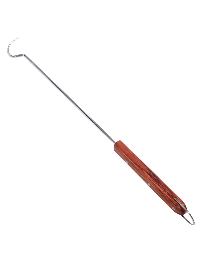 Grill and meat hook with rosewood handle, 47 cm