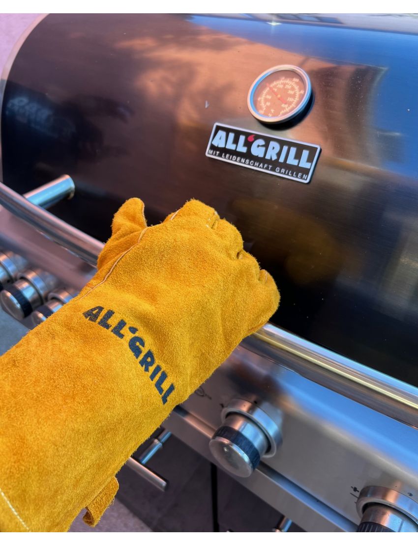 Grill gloves - set of 2, leather/orange