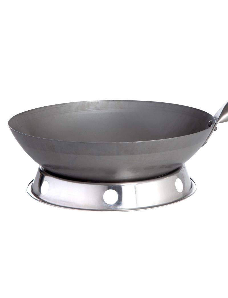 Original Chinese wok pan, Ø 35 cm and stainless steel wok ring