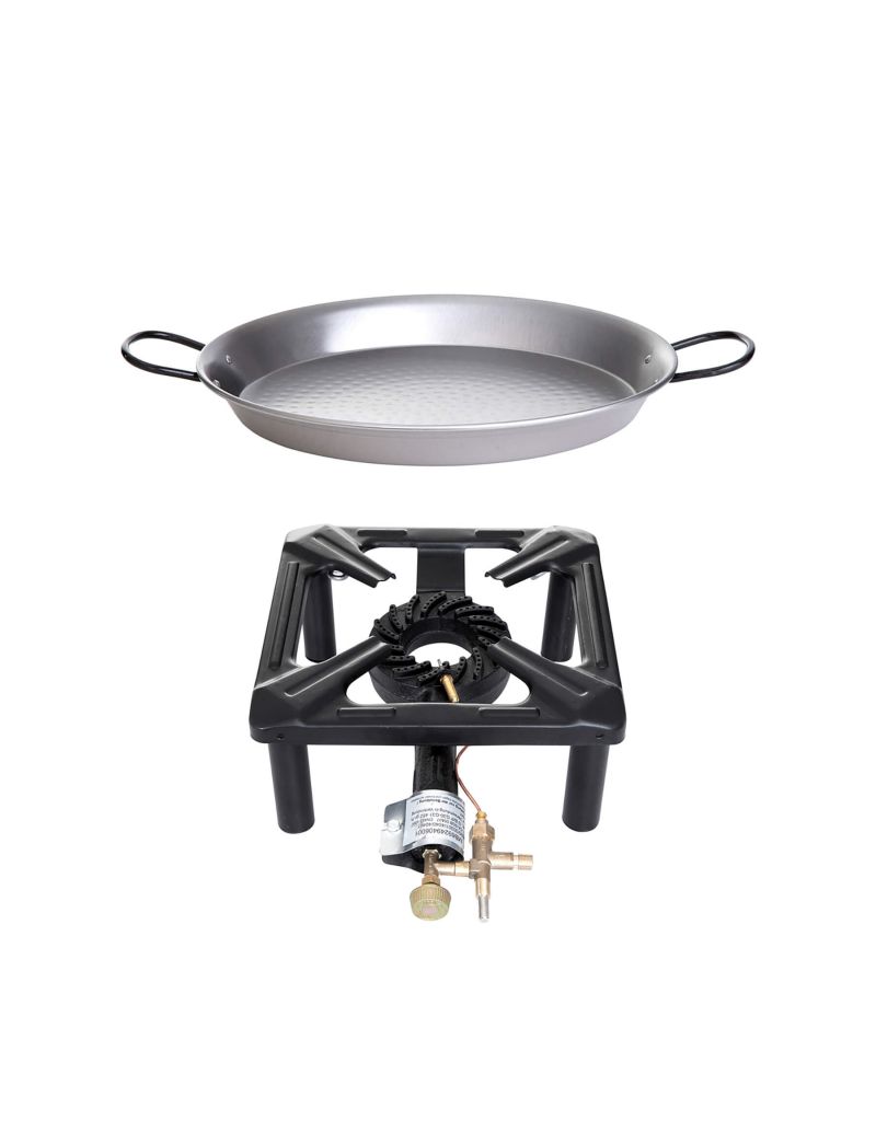 Cooking set for camping chair (small) with steel paella pan Ø 32 cm - with lighter