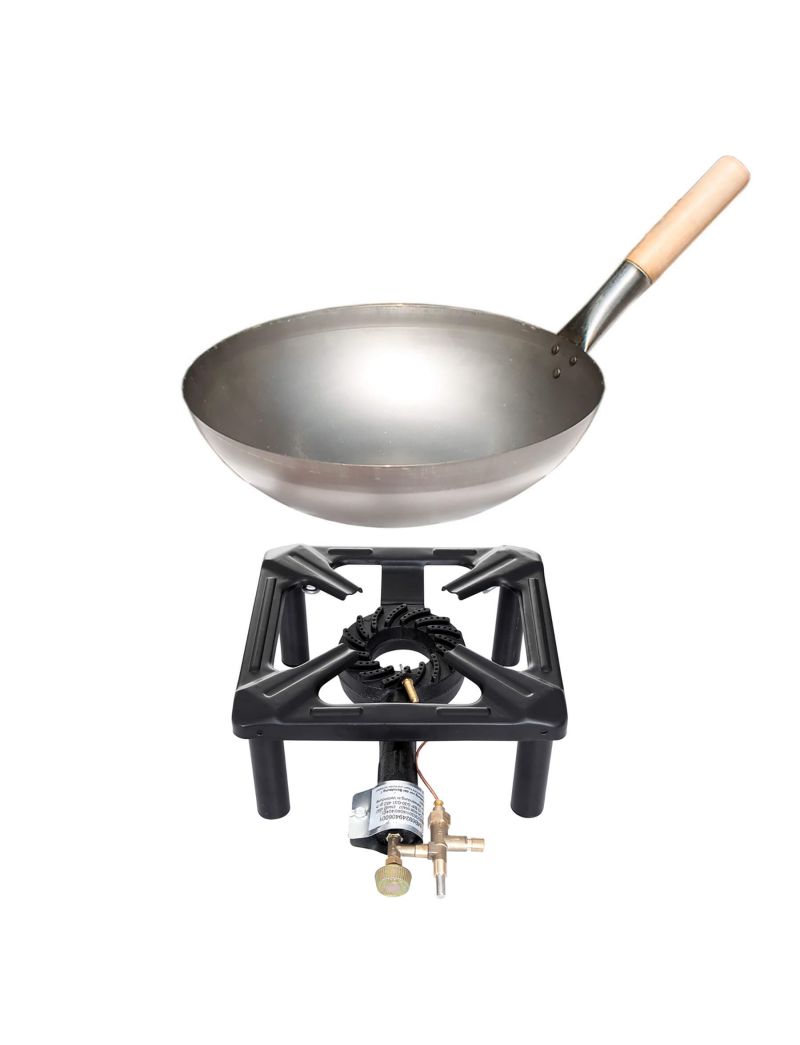 Table cooking set (small) with steel wok Ø 30 cm - with lighter