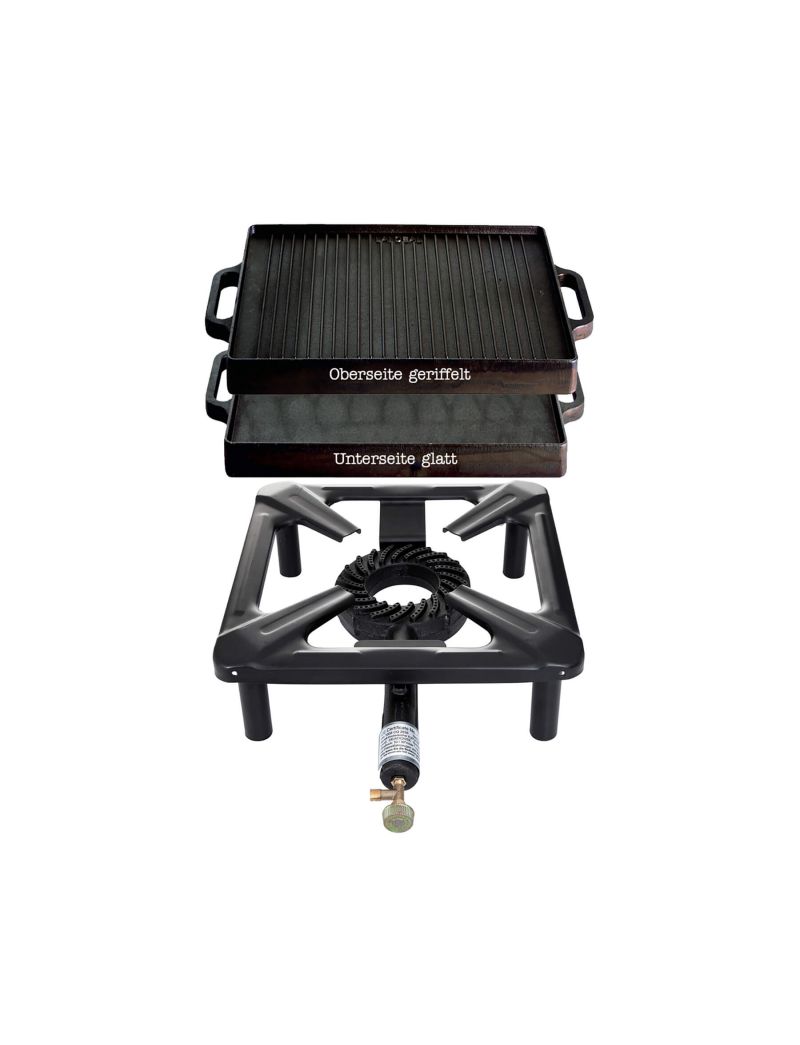 Cooking set for table (small) with cast iron grill 38 x 38 cm - without ignition guard