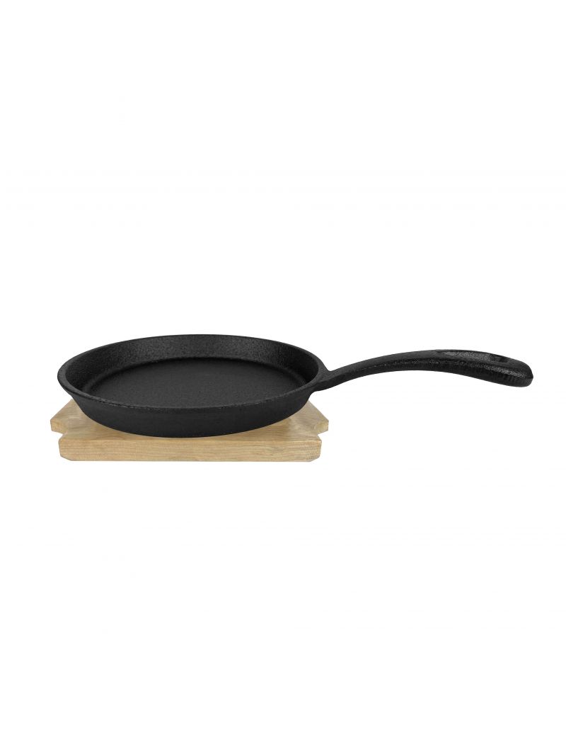 Mini cast iron frying pan ø 13 cm with wooden base