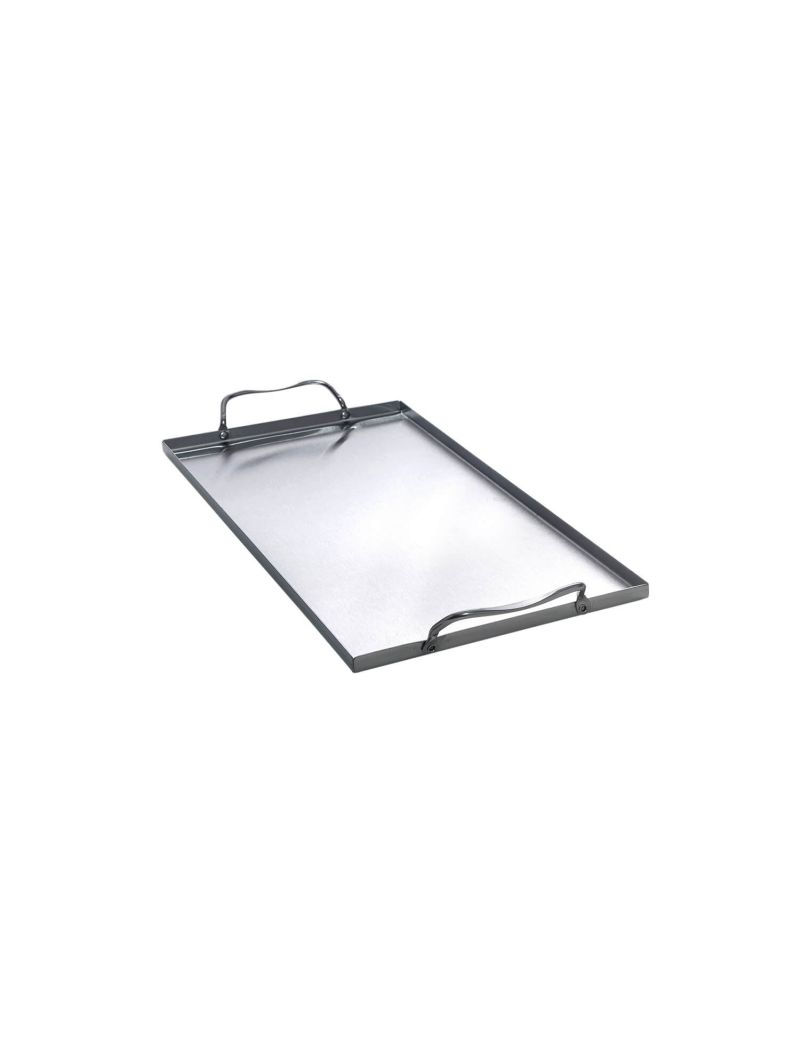 Stainless steel speed tray with 2 handles, 39.5 x 19 x 1 cm