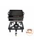 Table cooking set (small) with cast iron grill plate 32 x 32 cm, including gas hose and regulator
