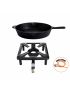 Table cooking set (small) with cast iron pan Ø 39 cm, including gas hose and regulator