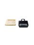 Cast iron pan - square - with 2 handles 14 x14 cm and wooden base