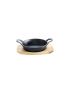 Cast iron pan with 2 handles, Ø 12 cm, and wooden base