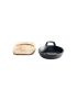 Cast iron pan with 2 handles, Ø 12 cm, and wooden base