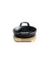 Cast iron pan with 2 handles, Ø 15 cm, and wooden base