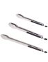 Set of 3 stainless steel barbecue/grill tongs, length 23, 31 and 41 cm