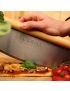 Stainless steel pizza cutter with wooden handle